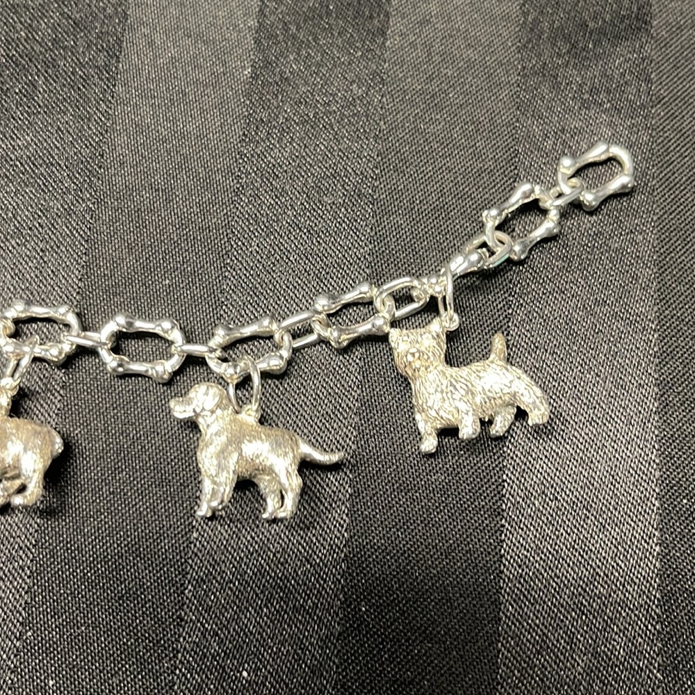 RARE Vintage Sterling Silver Tiffany & Co. Dog Charm Bone Link Bracelet - Picture 4 of 10